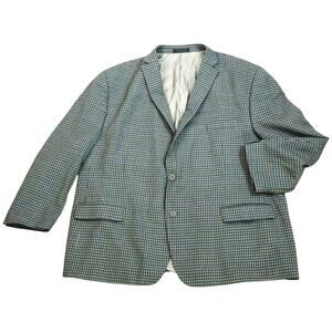 Michael Kors BLUE BROWN Check Plaid WOOL Sport Coat Blazer 52R Business Casual